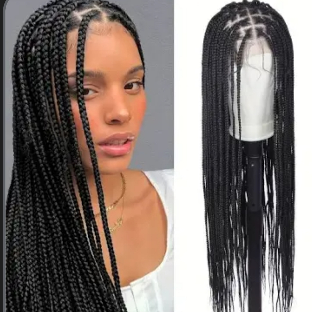 Synthetic Micro Boho Box Braided Wig Black & Brown Full Lace